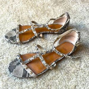 Snake skin print studded sandals